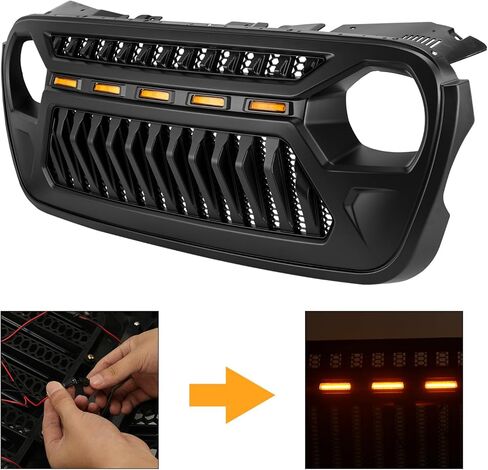 Sunpie Front Grille Assembly لجيب JT ، شبكات السيارات متوافقة مع Jeep Wrangler JL JLU & JL 4XE & Jeep Gladiator JT 2018-2025 جميع الطرز ، OEM ABS Plastic Wrangler Associory in Kuwait