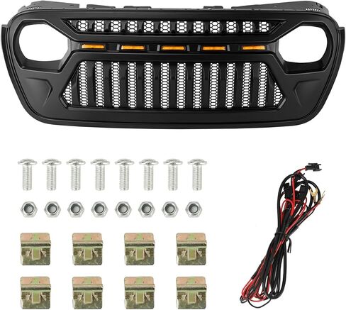 Sunpie Front Grille Assembly لجيب JT ، شبكات السيارات متوافقة مع Jeep Wrangler JL JLU & JL 4XE & Jeep Gladiator JT 2018-2025 جميع الطرز ، OEM ABS Plastic Wrangler Associory in Kuwait