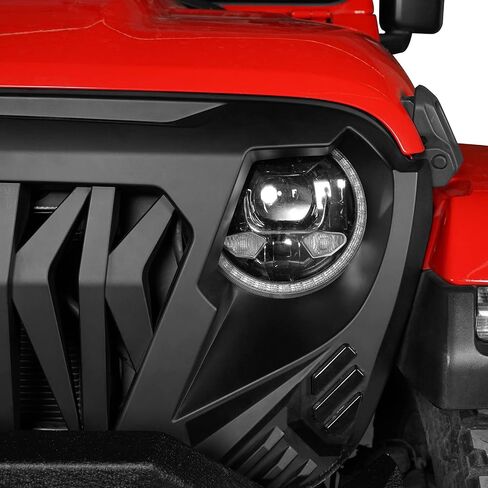 U-Box لـ Jeep Front Grill Matte Black Shark Grille استبدال W/Amber Turn Lights متوافقة مع Jeep Wrangler JL & Gladiator JT 2018 2019 2020 2021 2022 2023 2024 2025 in Saudi Arabia