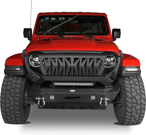 U-Box لـ Jeep Front Grill Matte Black Shark Grille استبدال W/Amber Turn Lights متوافقة مع Jeep Wrangler JL & Gladiator JT 2018 2019 2020 2021 2022 2023 2024 2025 in Saudi Arabia