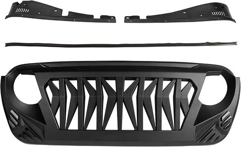 U-Box لـ Jeep Front Grill Matte Black Shark Grille استبدال W/Amber Turn Lights متوافقة مع Jeep Wrangler JL & Gladiator JT 2018 2019 2020 2021 2022 2023 2024 2025 in Saudi Arabia