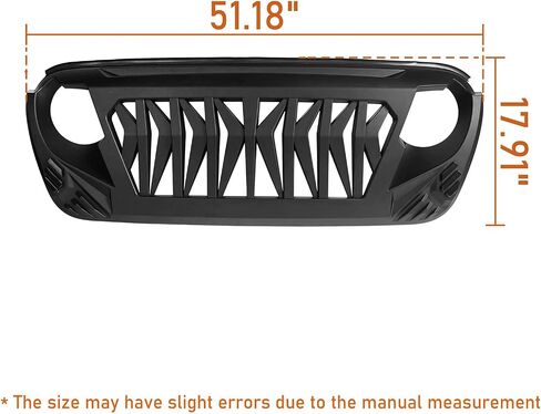 U-Box لـ Jeep Front Grill Matte Black Shark Grille استبدال W/Amber Turn Lights متوافقة مع Jeep Wrangler JL & Gladiator JT 2018 2019 2020 2021 2022 2023 2024 2025 in Saudi Arabia