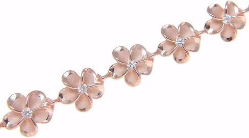 Arthur's Jewelry 925 Sterling Silver Pink Rose Gold مطلية هاواي 8 ملم CZ Plumeria زهرة سوار 7 " in Saudi Arabia