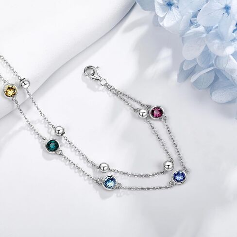POPLYKE 925 Sterling Silver Crystal Chakra Bracelet Layered Chain Bracelet for Women Crystal Chakra Jewelry in Saudi Arabia