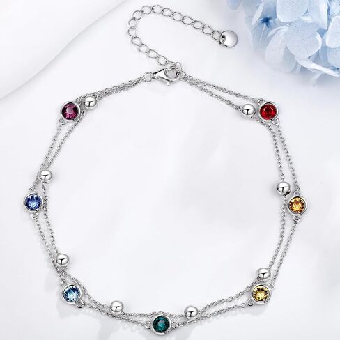 POPLYKE 925 Sterling Silver Crystal Chakra Bracelet Layered Chain Bracelet for Women Crystal Chakra Jewelry in Saudi Arabia