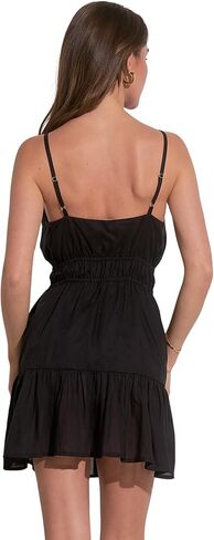 ELAN Women's Spaghetti Strap Tie Front Keyhole Cover-Up Mini Dress in Saudi Arabia