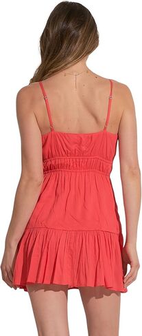 ELAN Women's Spaghetti Strap Tie Front Keyhole Cover-Up Mini Dress in Saudi Arabia