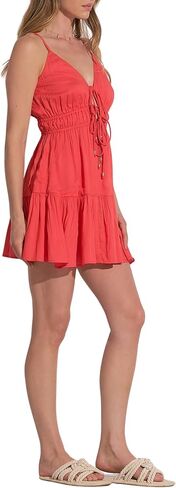 ELAN Women's Spaghetti Strap Tie Front Keyhole Cover-Up Mini Dress in Saudi Arabia