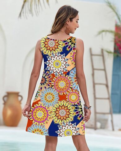 MISFAY Women Summer Dresses Bathing Suit Coverups 2025 Casual V Neck Sleeveless Beach Tank Sun Dresses Swimsuit with Pockets in Kuwait