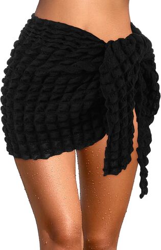 Geyoga Women Sarong Coverup Waffle Short Wasting Suit Wrap Swimsuit Bikini Skirt Beach Wild Wrap Tie Tie -Abront Up Up in Saudi Arabia