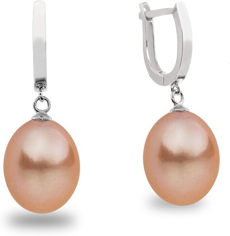 Women Pearl Earrings, Fresh Water Cultured Pearls Drop Shape 10,5-11 mm White, Lavender, Peach and treated Grey and Black colours by Secret & You | Sterling Silver 925 in Kuwait