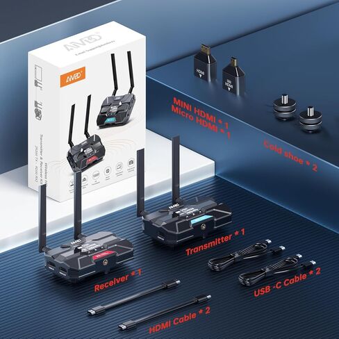 TIMBOOTECH Wireless Video Receiver, Supports Up to 4 Receivers, 1080P HD@60Hz, 2.4 & 5.8GHz, 1000FT Los Range, 66ms Latency, OLED Screen, Smart Channel HDMI Wireless System in Kuwait