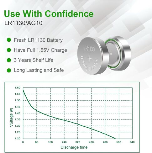 LR1130 بطارية 25 حزمة ، 1.5 فولت طويلة الأمد AG10 189 389 LR1130 LR54 V10GA زر القلوية بطاريات خلية العملة للآلة الحاسبة بطارية in Kuwait