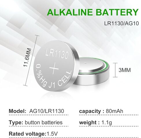 LR1130 بطارية 25 حزمة ، 1.5 فولت طويلة الأمد AG10 189 389 LR1130 LR54 V10GA زر القلوية بطاريات خلية العملة للآلة الحاسبة بطارية in Kuwait