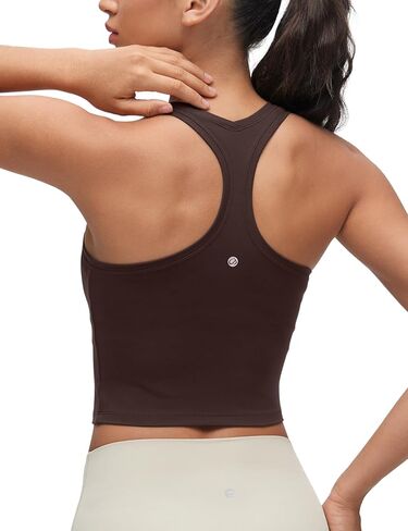 CRZ YOGA Butterluxe Crop Yoga Tank Tops للنساء - تجريب رياضي كاجوال ضيق مغرفة الرقبة Racerback بلا أكمام قمصان in Kuwait