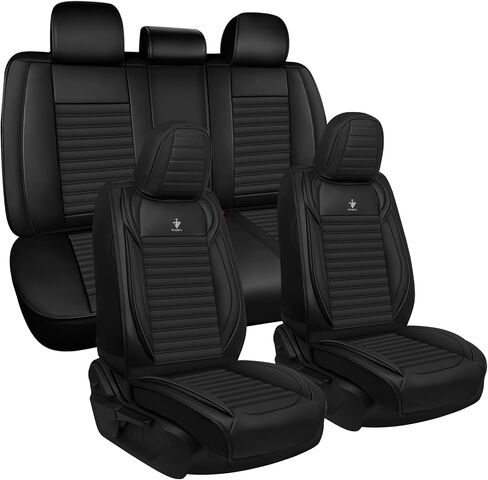 Seat Covers Full Set Fit for Nissan Rogue 2015-2025, Breathable and Comfortable Leather Car Seat Cover, Standard Waterproof Cushion Cover Auto Interior Accessories (Black) in Saudi Arabia