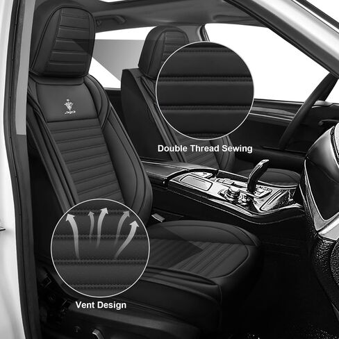 Seat Covers Full Set Fit for Nissan Rogue 2015-2025, Breathable and Comfortable Leather Car Seat Cover, Standard Waterproof Cushion Cover Auto Interior Accessories (Black) in Saudi Arabia