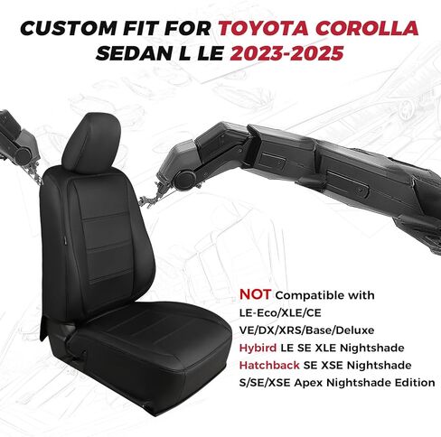 FREESOO for Toyota Corolla Seat Covers LE 2023 2024 2025, Custom Fit Car Seat Covers Full Set, Luxury Leather Seat Covers for Cars, Waterproof Car Seat Cover Protector Cushions, Black Blue Full Set in Kuwait