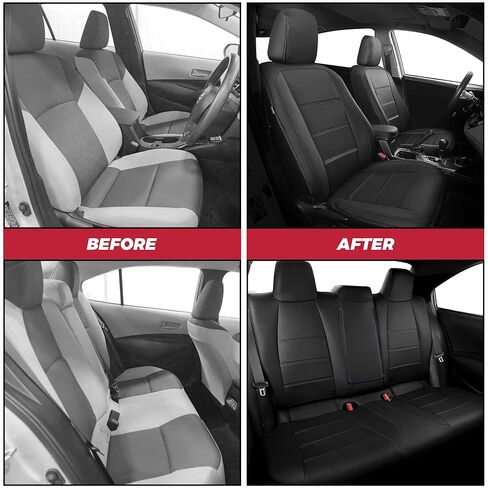 FREESOO for Toyota Corolla Seat Covers LE 2023 2024 2025, Custom Fit Car Seat Covers Full Set, Luxury Leather Seat Covers for Cars, Waterproof Car Seat Cover Protector Cushions, Black Blue Full Set in Kuwait