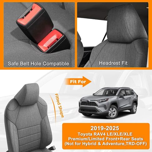Front and Rear Seat Covers Compatible with 2019-2025 Toyota RAV4 LE/XLE/XLE Premium/Limited, Not for Hybrid and Adventure, TRD-Off, Cationic Linen Fabric Seat Protector in Saudi Arabia