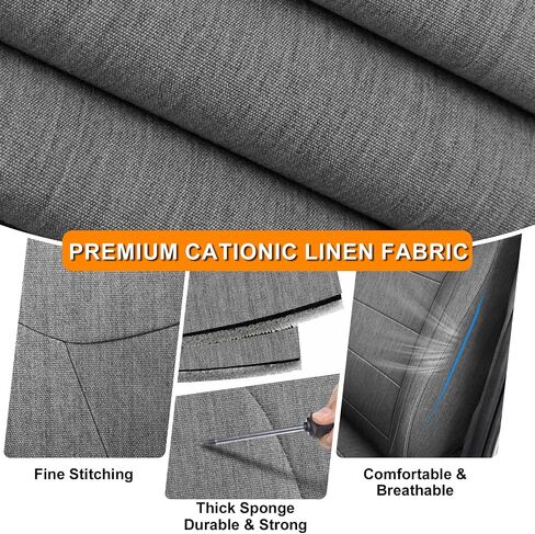 Front and Rear Seat Covers Compatible with 2019-2025 Toyota RAV4 LE/XLE/XLE Premium/Limited, Not for Hybrid and Adventure, TRD-Off, Cationic Linen Fabric Seat Protector in Saudi Arabia