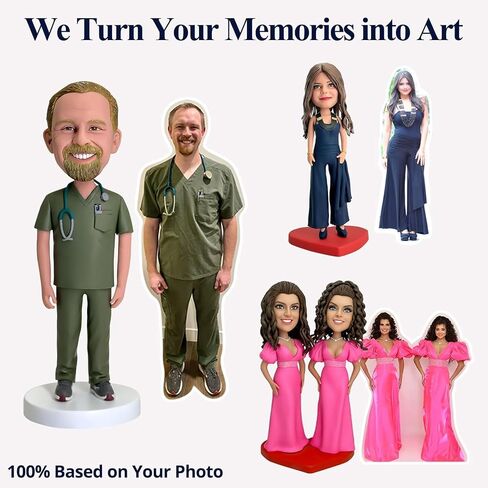 مخصصة bobbleheads مخصصة ، 6/7/8 بوصة تمثال بوببلهيد مخصص يدويًا من هدايا فريدة من نوعها لصديقها ، الزوج ، الأصدقاء (الأخضر) in Kuwait