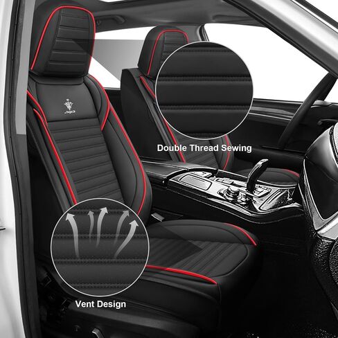 Seat Covers Full Set Fit for Nissan Rogue 2015-2025, Breathable and Comfortable Leather Car Seat Cover, Standard Waterproof Cushion Cover Auto Interior Accessories (Black) in Saudi Arabia