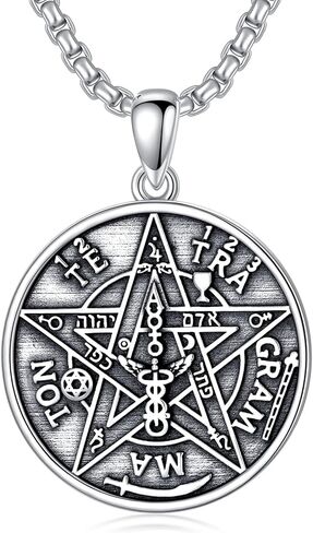 Seiyang 925 Sterling Silver Tetragrammaton قلادة Pentagram قلادة للرجال تميمة الطاقة قلادة Tetragrammaton المجوهرات للرجال الأولاد مع 2 مم 22+2 في سلسلة رولو in Kuwait