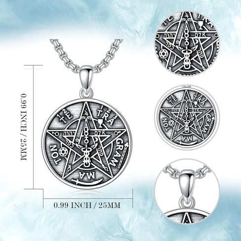 Seiyang 925 Sterling Silver Tetragrammaton قلادة Pentagram قلادة للرجال تميمة الطاقة قلادة Tetragrammaton المجوهرات للرجال الأولاد مع 2 مم 22+2 في سلسلة رولو in Kuwait