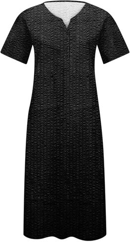 فساتين ماكسي لكبار السن 2025 العصرية قصيرة الأكمام Tshirt فستان الصيف زهور الأزهار الشاطئ in Kuwait