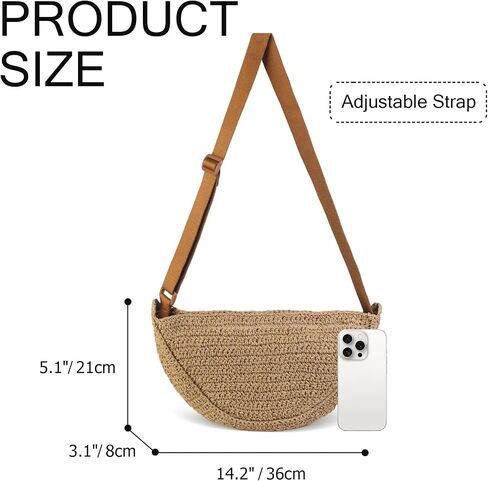 Straw Crossbody Bag for Women 2025 Summer Woven Beach Purse Fashion Handmade Crochet Shoulder Bag in Kuwait