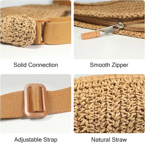 Straw Crossbody Bag for Women 2025 Summer Woven Beach Purse Fashion Handmade Crochet Shoulder Bag in Kuwait
