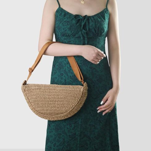 Straw Crossbody Bag for Women 2025 Summer Woven Beach Purse Fashion Handmade Crochet Shoulder Bag in Kuwait