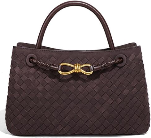 Suede Woven Tote Bag for Women Retro Woven Bag Handbag Bow Shoulder Satchel Suede Crossbody Purse Top Handle Tote Handbags in Kuwait