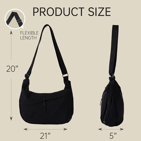 Crescent Bags for Women Nylon Hobo Crossbody Bags Casual Shoulder Handbags Multi-Pocket Sling Bag Lightweight Crossbody Purse in Kuwait