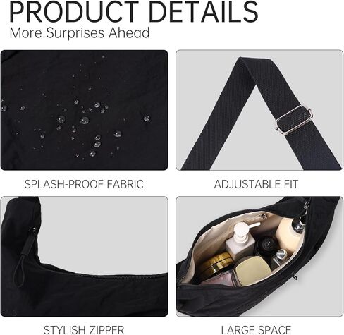 Crescent Bags for Women Nylon Hobo Crossbody Bags Casual Shoulder Handbags Multi-Pocket Sling Bag Lightweight Crossbody Purse in Kuwait