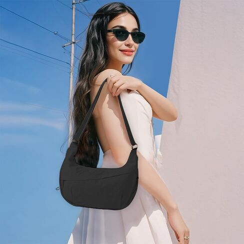 Crescent Bags for Women Nylon Hobo Crossbody Bags Casual Shoulder Handbags Multi-Pocket Sling Bag Lightweight Crossbody Purse in Kuwait