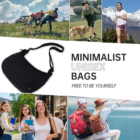 Crescent Bags for Women Nylon Hobo Crossbody Bags Casual Shoulder Handbags Multi-Pocket Sling Bag Lightweight Crossbody Purse in Kuwait