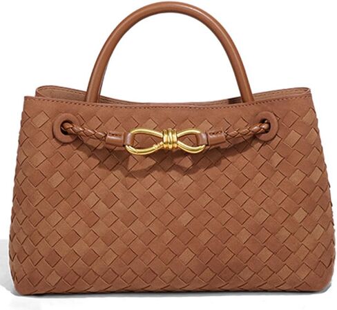 Suede Woven Tote Bag for Women Retro Woven Bag Handbag Bow Shoulder Satchel Suede Crossbody Purse Top Handle Tote Handbags in Saudi Arabia