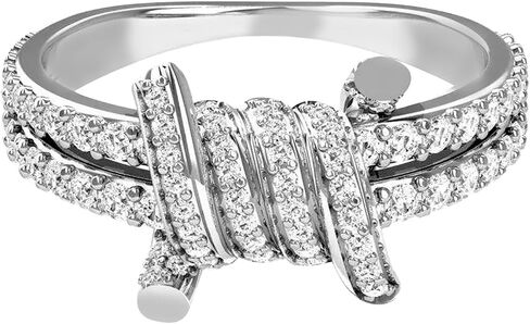 LeCalla 925 Sterling Silver CZ Rings for Women | Barbed Wire Eternity Bands Ring | Cubic Zirconia Eternity Wedding Band Promise Rings for Her(Size 5-8 No.) in Saudi Arabia