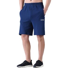 Zoulee Men's 9-inch Loose-Fit Cotton Sports Shorts with Front Fly and Zippered Pockets in Kuwait