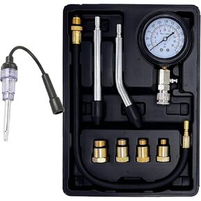 طقم اختبار الضغط مع جهاز اختبار شمعة الإشعال، جهاز اختبار الضغط القياسي TONZACK للبنزين 0-20 بار و0-300 رطل لكل بوصة مربعة، جهاز اختبار ضغط السيارة لقياس ضغط المحرك للسيارة M10 M12 M14 M18 in Kuwait