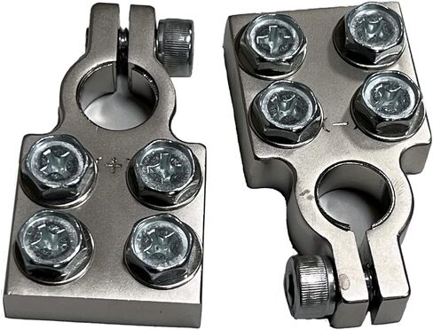 زوج من SAE 4 بقعة مسطحة بطارية طرفية الصوت أعلى ما بعد 4/0 AWG العروات + البراغي in Kuwait