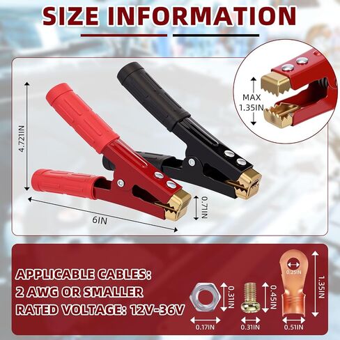 Kingdder 12 Pcs Battery Jumper Cable Clips Heavy Duty Car Battery Charger Clamps Pure Copper 500-1000a with Insulating Sheath Jumper Cable Ends for Cables All Kinds of Cars and Boats in Saudi Arabia