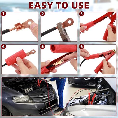Kingdder 12 Pcs Battery Jumper Cable Clips Heavy Duty Car Battery Charger Clamps Pure Copper 500-1000a with Insulating Sheath Jumper Cable Ends for Cables All Kinds of Cars and Boats in Saudi Arabia