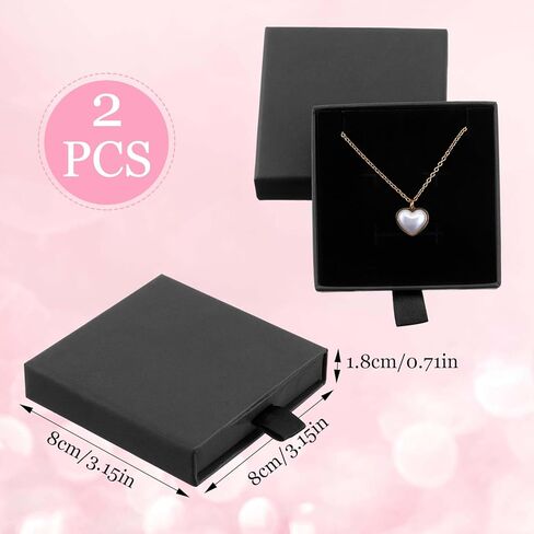 2 Pack Cardboard Jewelry Gift Boxes, Bracelet Gift Box Jewelry Boxes Square Necklace Earring Bracelet Gift Boxes, Small Gift Boxes for Bracelets Earrings Necklaces Jewelry Gift(3.15" x 3.15" x 0.71") in Kuwait