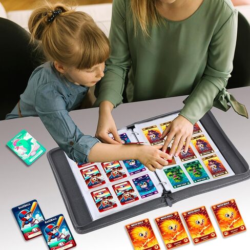 900 Pockets Trading Baseball Card Binder with Sleeves, 50 Removable Pages, 3 Ring Zipper Binder Collectable Card Book Album with Strap, Leather Sport Games Cards Folder, Card Collector Gifts in Kuwait