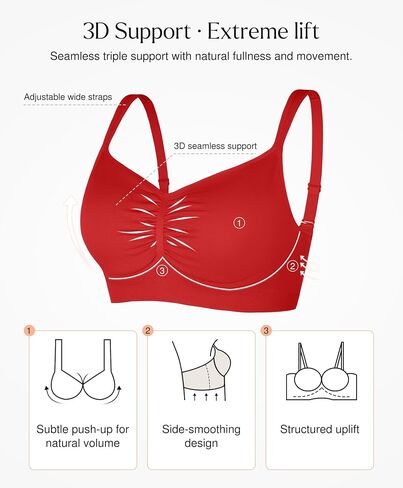 Popilush Wireless Bras for Women Seamless Supportive Bra Full Coverage Comfortable Bralettes with Wide Strap in Saudi Arabia