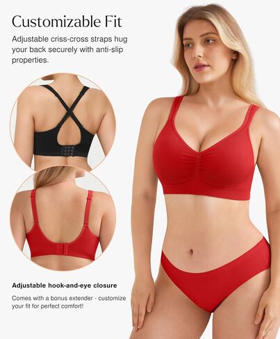 Popilush Wireless Bras for Women Seamless Supportive Bra Full Coverage Comfortable Bralettes with Wide Strap in Saudi Arabia