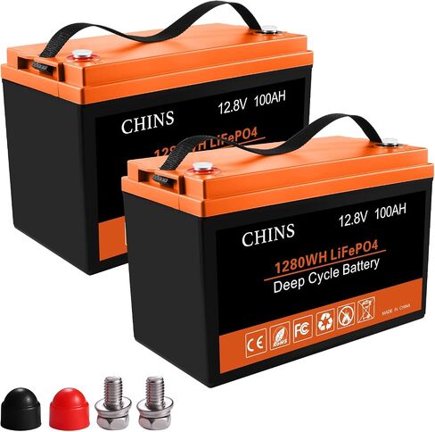 بطارية Cinins LifePo4 2pcs 12v 100ah بطارية الليثيوم | مع 100A BMS | 4500+ دورات عميقة ، لعربة الجولف ، محرك التصيد ، تخزين الطاقة الشمسية ، RV ، التخييم ، تخزين الطاقة المنزلية ، خارج الشبكة الخ. in Saudi Arabia